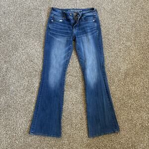 American Eagle Kick Boot Jeans Womens 8 Blue Super Stretch Bootcut Denim